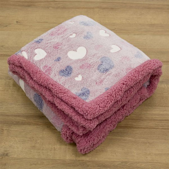 Lino Home Κουβέρτα Κούνιας Fleece Ροζ 110x150εκ.