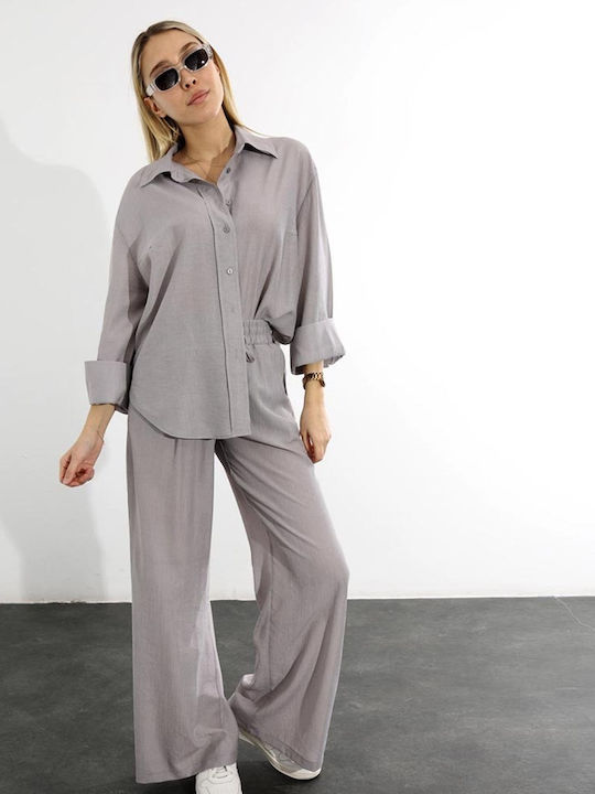 Damen Gray Set mit Hose mit Gummizug