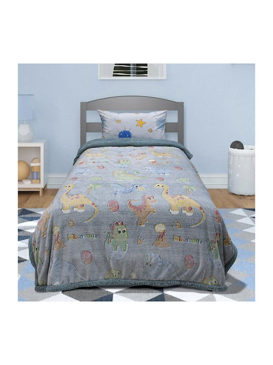Lino Home Κουβέρτα Sherpa Μονή 160x220εκ. Γκρι|γαλάζιο