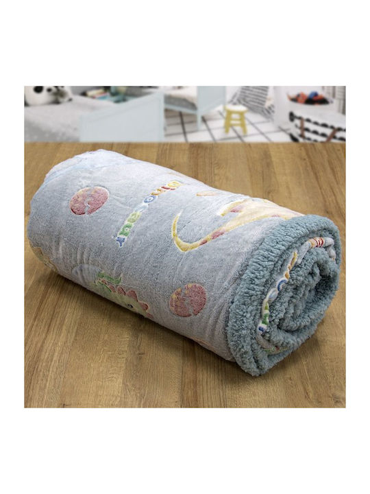 Lino Home Κουβέρτα Sherpa Μονή 160x220εκ. Γκρι|γαλάζιο