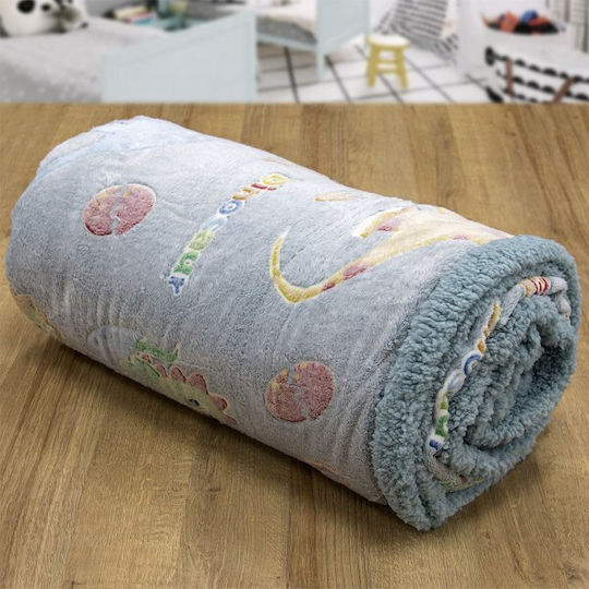 Lino Home Κουβέρτα Sherpa Μονή 160x220εκ. Γκρι|γαλάζιο