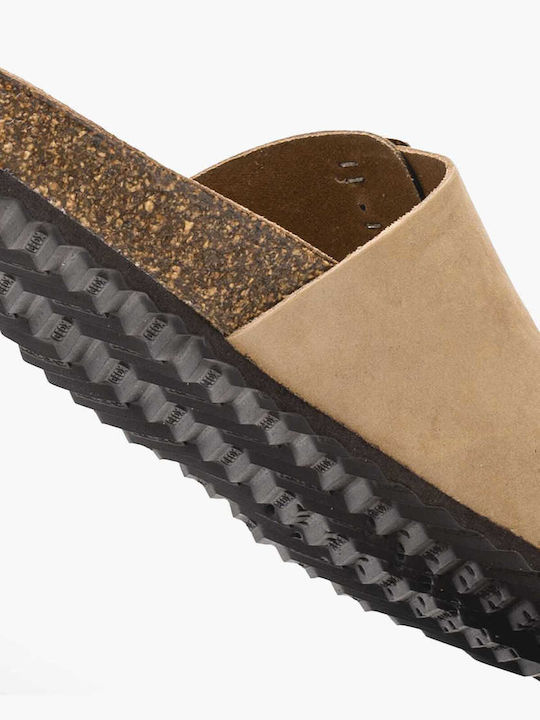 D.brionia Leather Women's Flat Sandals in Beige Color