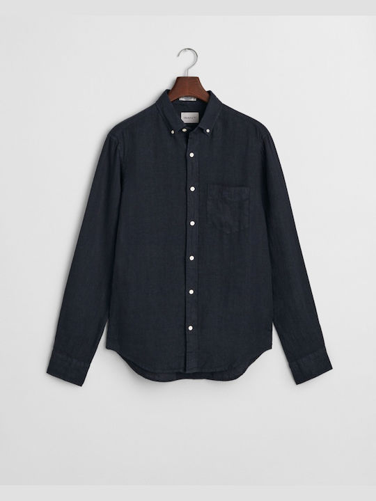 Gant Long-sleeved Linen Shirt Dark Blue