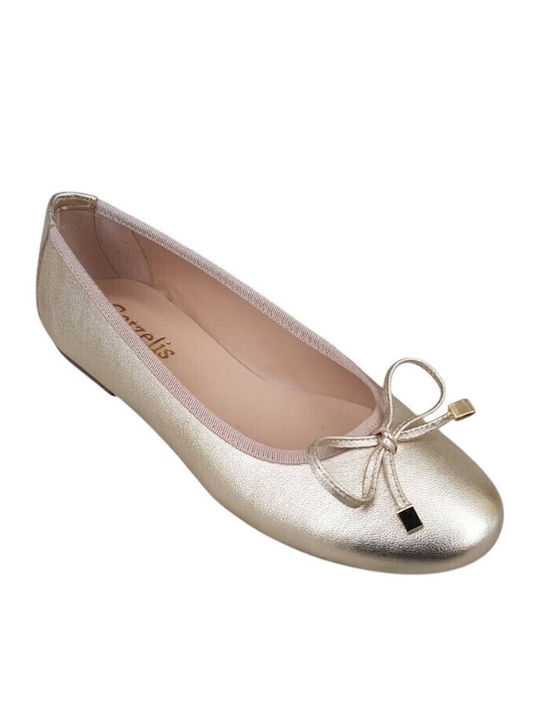 Leather Ballerinas Gold