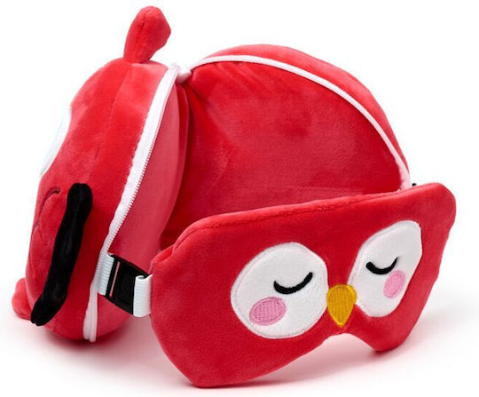 Puckator Travel Pillow Travel Set Pillow and Mask for Kids Red