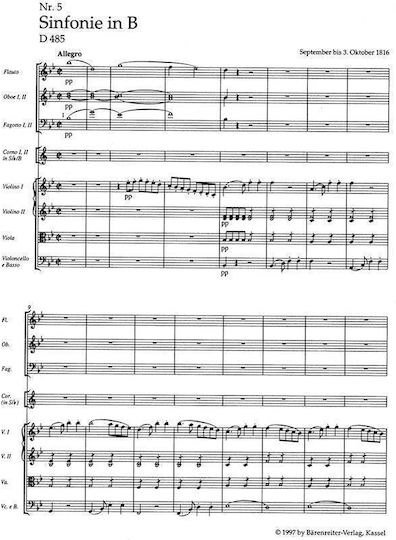 Schubert Symphony Nr.5 In Bb Major D485 Pocket Score
