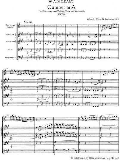 Mozart Quintet In A Major Pocket Score