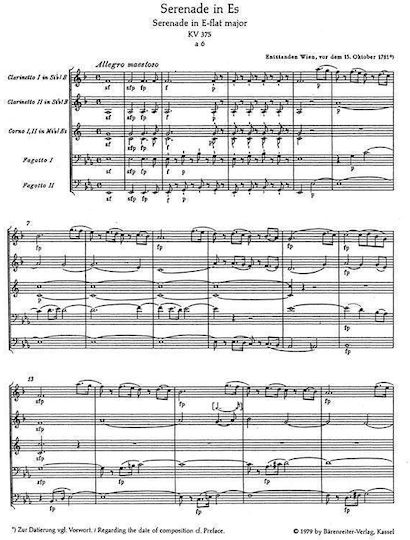 Mozart Serenade In Eb Major Pocket Score