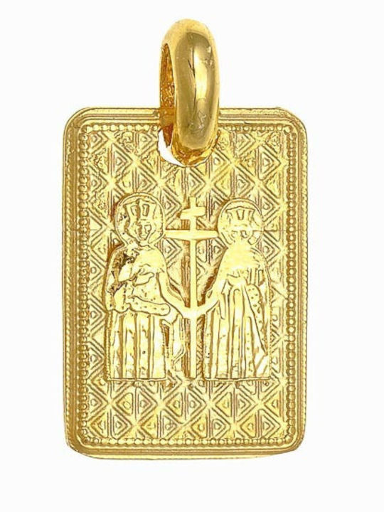 Ioannis Kosmima Pendant Kids Talisman Double Sided Konstantinato made of Gold 14K AFP-23104Y