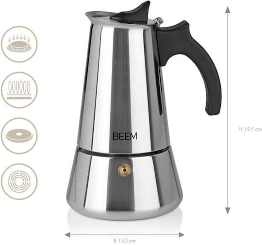 Moka Espresso Maker Stove Beem 300 Ml Stainless Steel