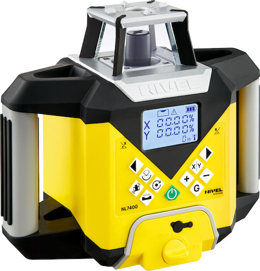 Sistem de Nivelare cu Laser Rotativ Digital Nl740g Fascicul Verde Planuri Verticale Orizontale Pante Rază de Acțiune Până la 700 m Auto-nivelare