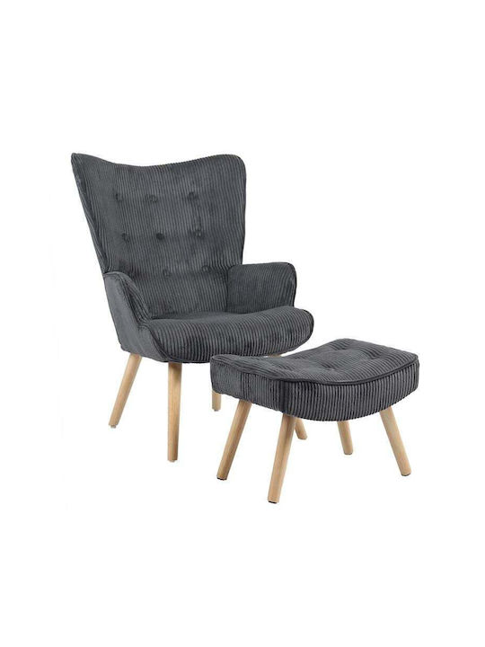 Alma Bergère with Footstool Grey 70x45x70cm