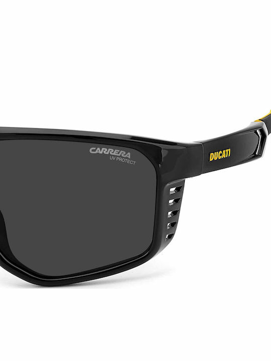 Carrera Carduc Male Sunglasses With Black Horn-Rimmed Frame And Grey Lens 051/S 71C/2K