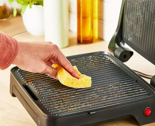 Tefal INICIO Tabletop Grătar Electric Placă Striată 2000W cu Capac și Termostat Reglabil