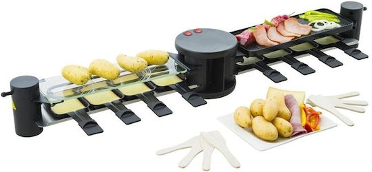 HKoenig Επιτραπέζια Ηλεκτρική Ψησταριά Raclette Λείας και Αυλακωτής Πλάκας 1200W Ανοξείδωτη