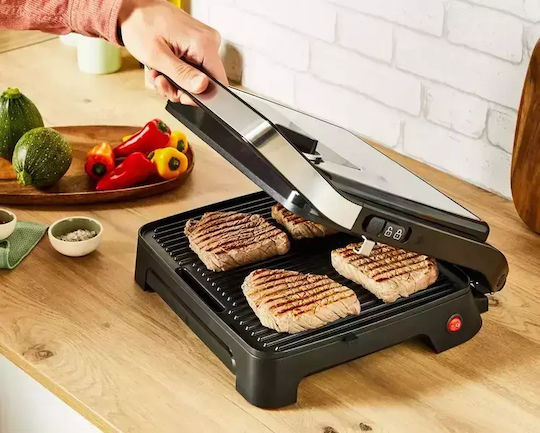 Tefal INICIO Tabletop Grătar Electric Placă Striată 2000W cu Capac și Termostat Reglabil