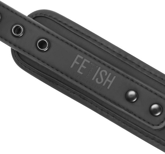 Fetish Submissive Leather Collar & Wrist Cuffs Black