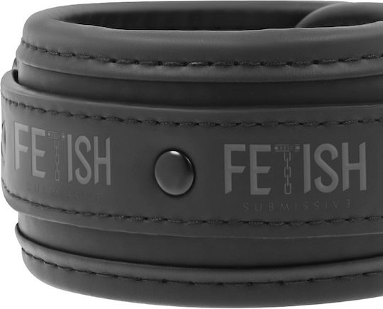 Fetish Submissive Leather Collar & Wrist Cuffs Black
