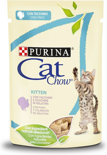Cat Chow Υγρή Τροφή για Ανήλικες Γάτες σε Κονσέρβα με Γαλοπούλα, Κρέας και Ψάρια 85gr