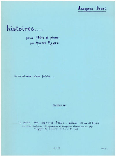 Ibert Histoires La Marchande D'eau Fraiche Flöte
