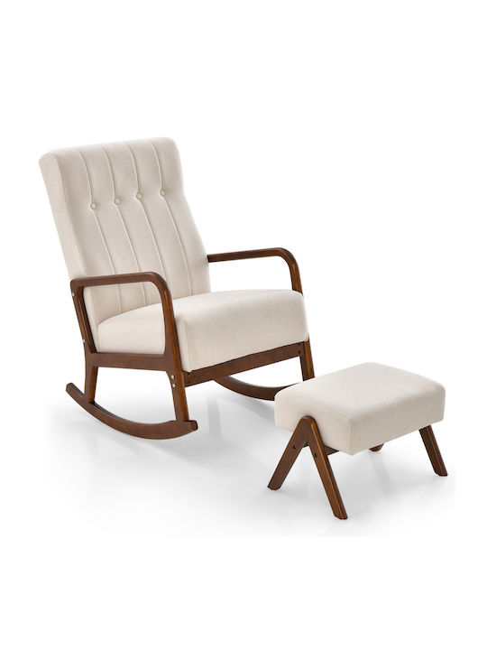Schaukelstuhl mit Fußhocker Beige 65x97x104cm