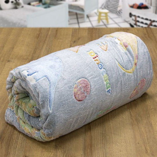 Lino Home Κουβέρτα Fleece Φωσφορίζουσα Γκρι|γαλάζιο 160x220εκ.