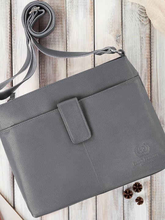 Leder Damentasche Schultertasche Gray
