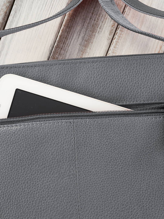 Leder Damentasche Schultertasche Gray