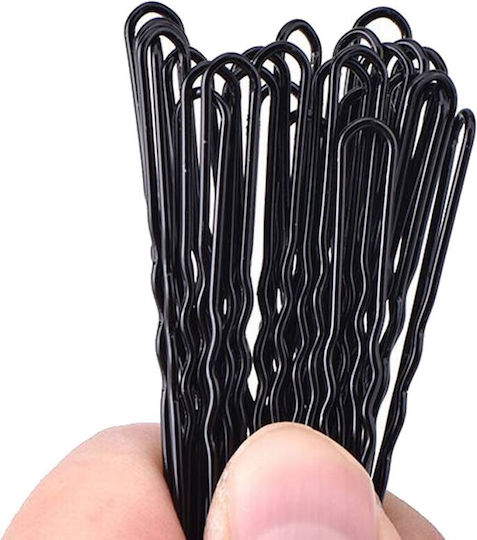 Set of 100 U-shaped Black Hair Pins 3 Different Sizes