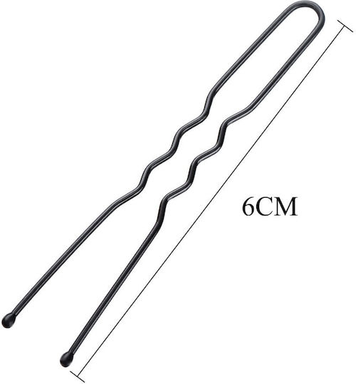 Set of 100 U-shaped Black Hair Pins 3 Different Sizes