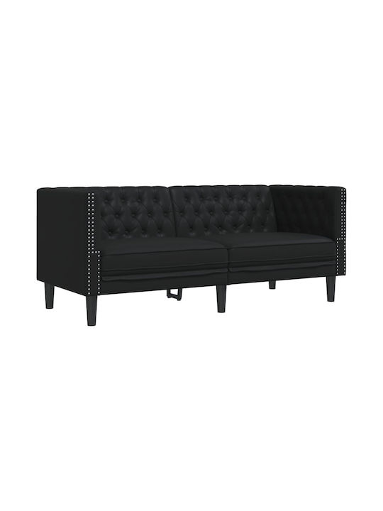 Διθέσιος Καναπές Δερματίνη Μαύρος 174x74.5x70.5εκ.