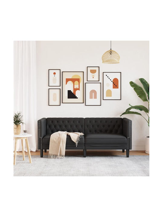 Διθέσιος Καναπές Δερματίνη Μαύρος 174x74.5x70.5εκ.