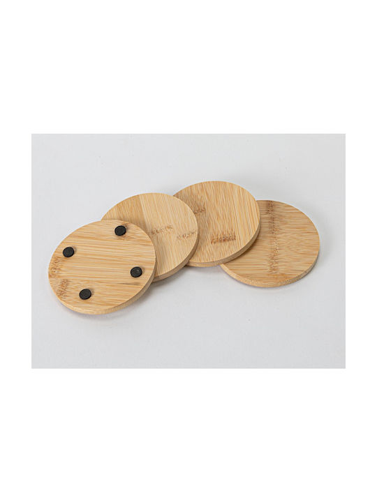 Excellent Houseware Στρογγυλό Σουβέρ Ξύλινο Καφέ 10cm 4τμχ