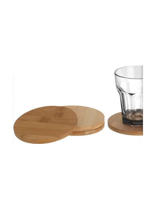 Excellent Houseware Rund Untersetzer Hölzernes Braun 10cm 4Stück