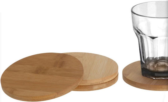 Excellent Houseware Στρογγυλό Σουβέρ Ξύλινο Καφέ 10cm 4τμχ