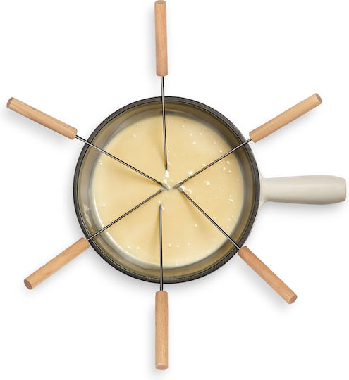 HKoenig Mont Blanc Vas pentru Fondue cu lumină de ceai Din fonta Alb 21x21x17buc