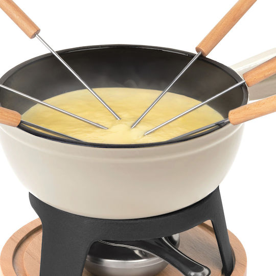 HKoenig Mont Blanc Vas pentru Fondue cu lumină de ceai Din fonta Alb 21x21x17buc