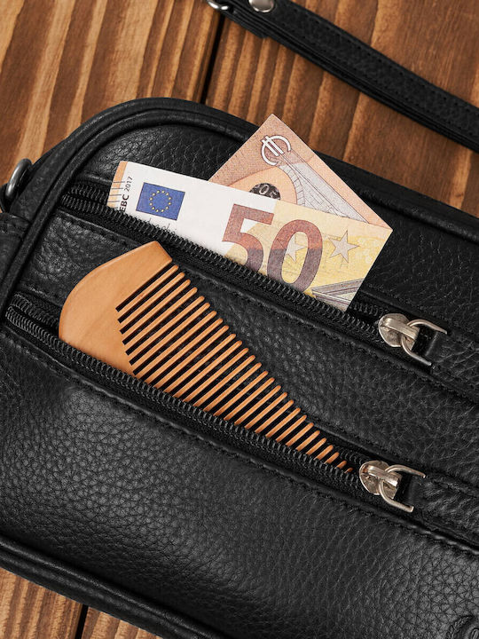 Piele Geantă pentru bărbați de Mână Neagră T-129-BL