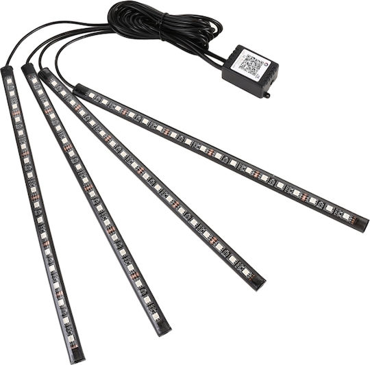 4 in 1 Universal Car Lighter 8 Colors App Control Led Atmosphere Light Decorative Lamp 18 LEDs Cable Length 1.5 M