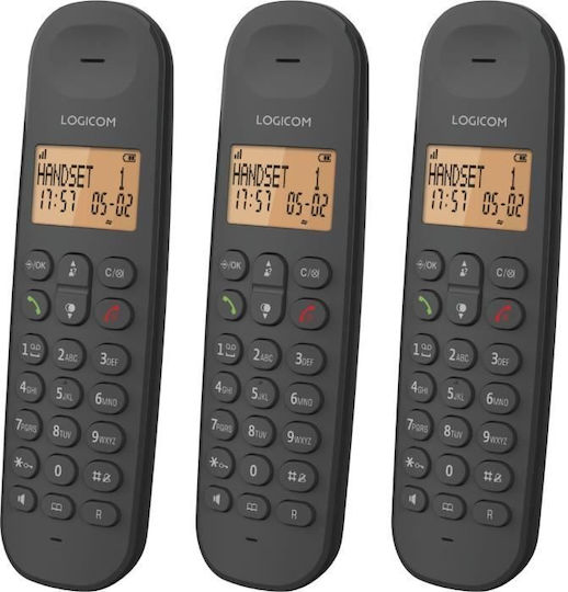 Logicom Iloa 350 Ασύρματο Τηλέφωνο Trio Μαύρο