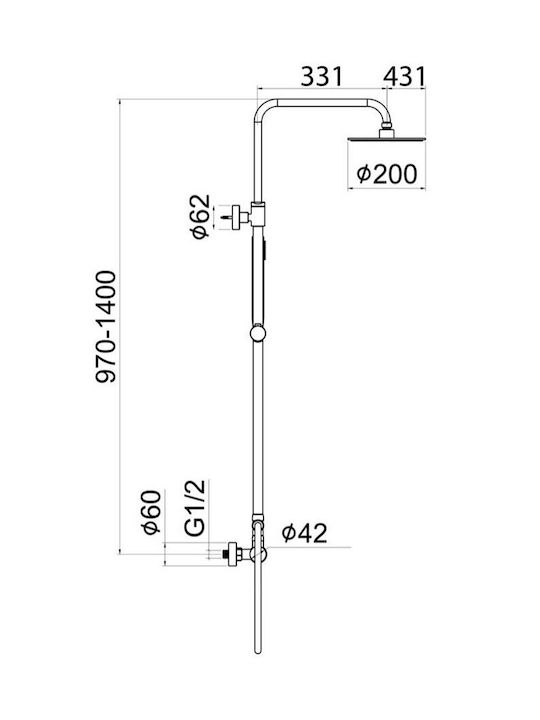Interflex Shower Column with Mixer Bronze