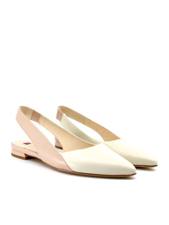 Δερμάτινες Γυναικείες Μπαλαρίνες Slingback σε Μπεζ Χρώμα