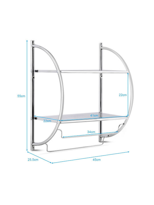 Costway Wall Mounted Bathroom Shelf Metallic 45x25.5x55cm Silver