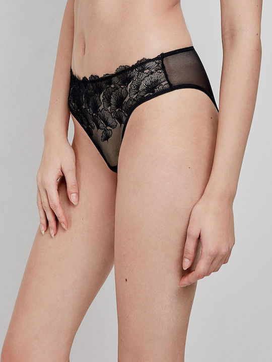 Damen Slip mit Spitze Black