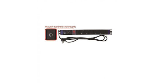 Safewell Πολύπριζο Rack Ασφαλειας 19" 1u 6 Θεσεων Με Διακοπτη & Προστασια Υπερτασης 4000w 16a Μαύρο