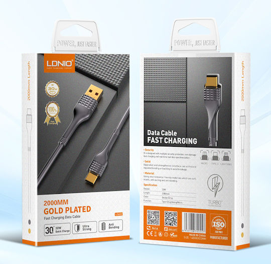 Ldnio LS652 Regular USB-A la Cablu Lightning Negru 2m
