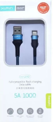 Xipin LX43 Braided USB-A la Cablu Lightning Negru 1m