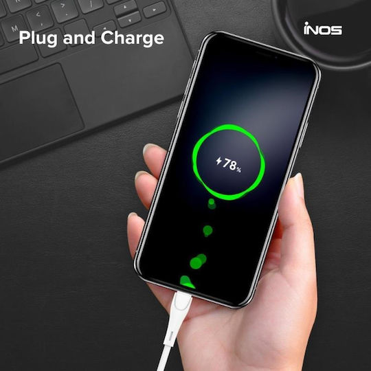 iNOS Редовна USB-C към Lightning кабел 20W Бял 2м