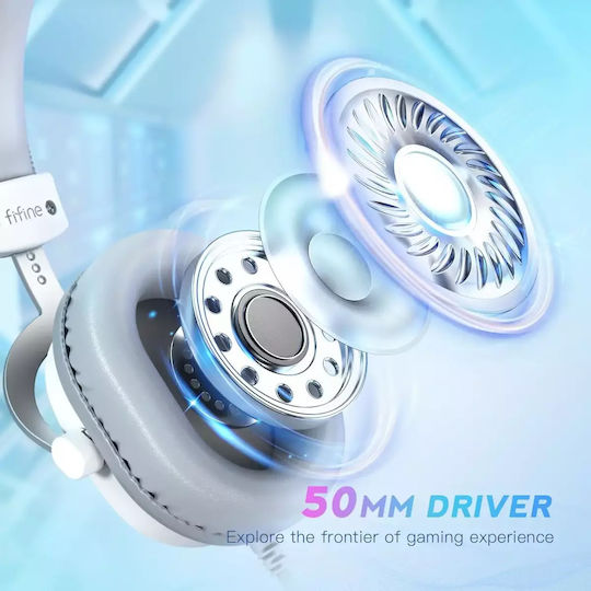 Fifine H9 Over Ear Gaming Headset με σύνδεση USB / 3.5mm Λευκό for PC / Nintendo Switch / PS4 / PS5 / XBOX