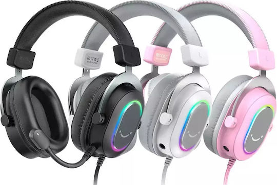 Fifine H6 Over Ear Gaming Headset με σύνδεση USB Ροζ for PC